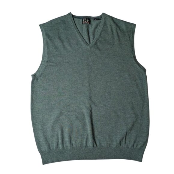 Jos. A. Bank 100% Merino Wool Sweater Vest Mens XL Green Preppy Academia - Picture 1 of 5